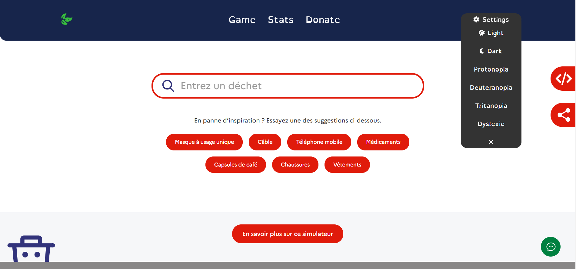 Screenshot du site